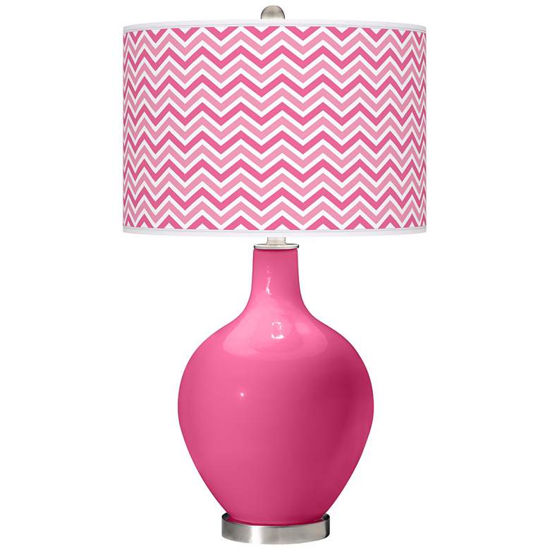 Image 1 Blossom Pink Narrow Zig Zag Ovo Table Lamp