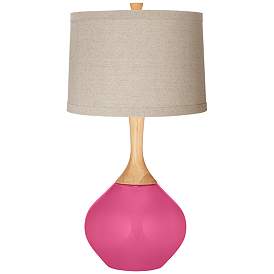 Image1 of Blossom Pink Natural Linen Drum Shade Wexler Table Lamp
