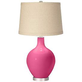 Image1 of Blossom Pink Oatmeal Linen Shade Ovo Table Lamp
