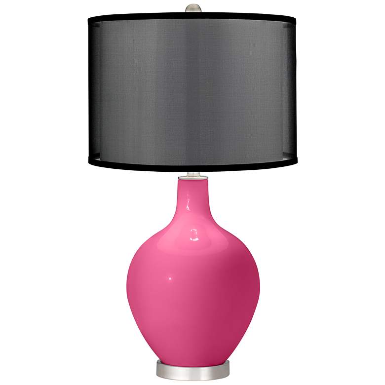 Image 1 Blossom Pink Ovo Table Lamp with Organza Black Shade