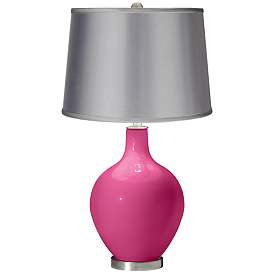 Image1 of Blossom Pink - Satin Light Gray Shade Ovo Table Lamp