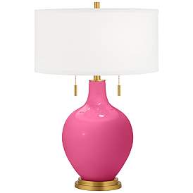 Image2 of Blossom Pink Toby Brass Accents Table Lamp with Dimmer