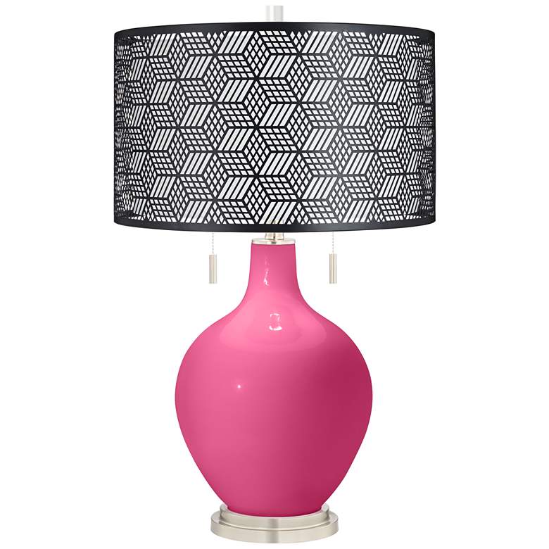 Image 1 Blossom Pink Toby Table Lamp With Black Metal Shade