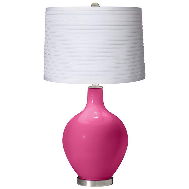 Image 1 Blossom Pink White Pleated Shade Ovo Table Lamp