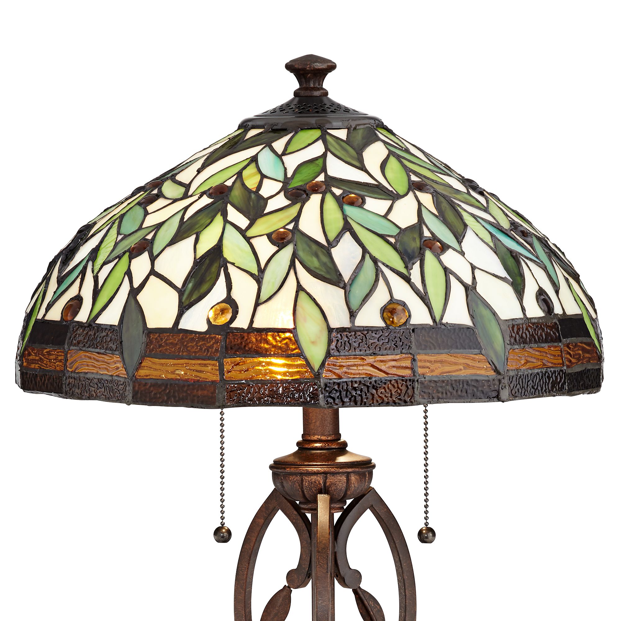 blossoming leaf and vine bronze tiffany table lamp