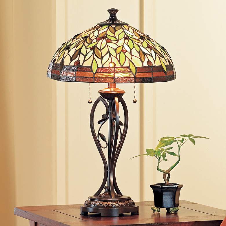 Blossoming Leaf and Vine Tiffany Table Lamp