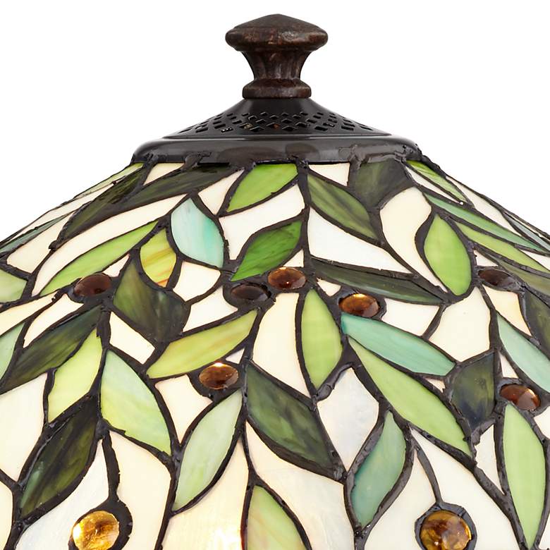 Image 4 Blossoming Leaf Vine 26" Bronze Tiffany Lamp with Table Top Dimmer more views