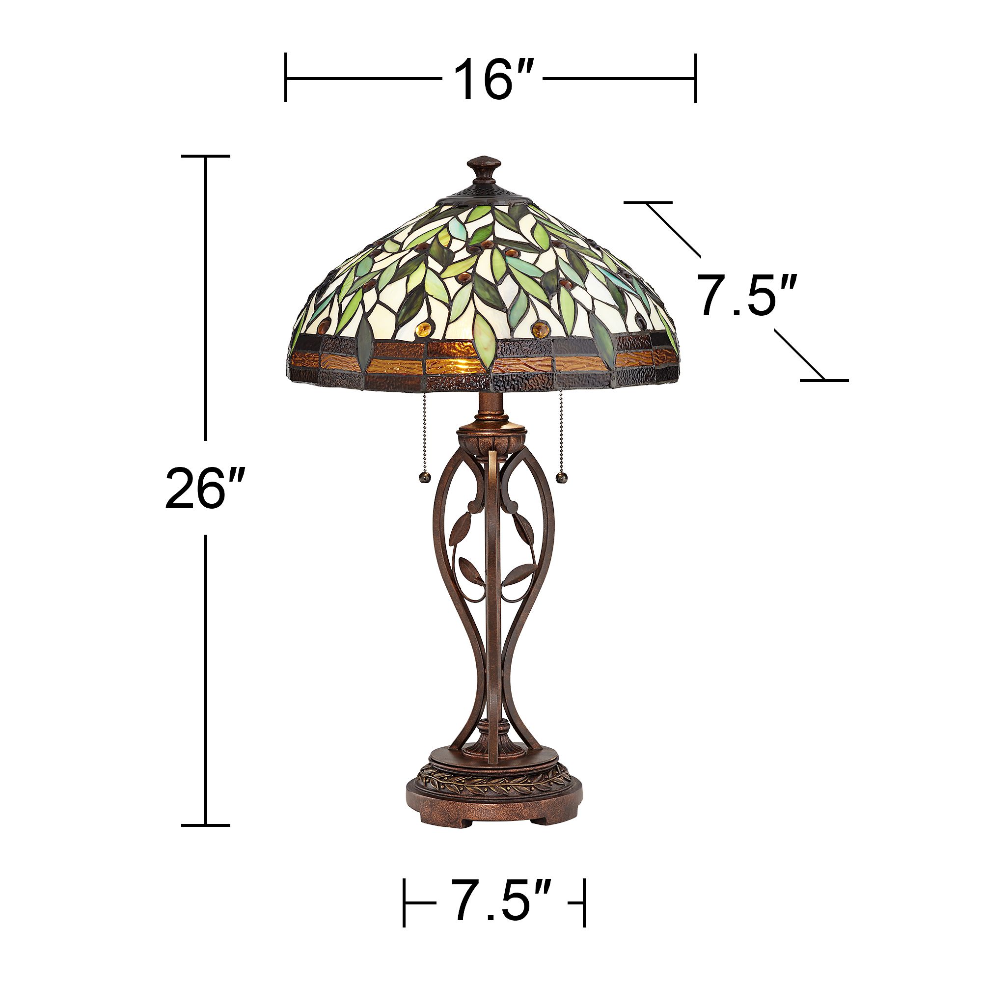 Blossoming Leaf Vine 26" Bronze Tiffany Lamp with Table Top Dimmer