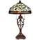 Blossoming Leaf Vine Bronze Tiffany Lamp with Table Top Dimmer