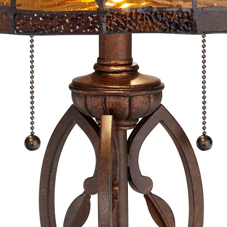 Blossoming Leaf Vine Bronze Tiffany Lamp with Table Top Dimmer more views