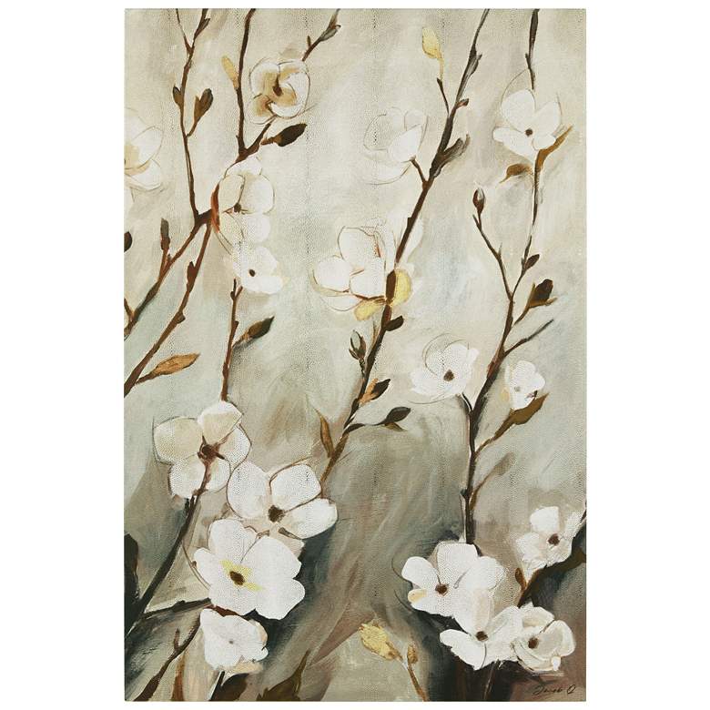 Image 1 Blossoming Tranquility" Rendered on Gold Shagreen Wrapped Canvas Wall