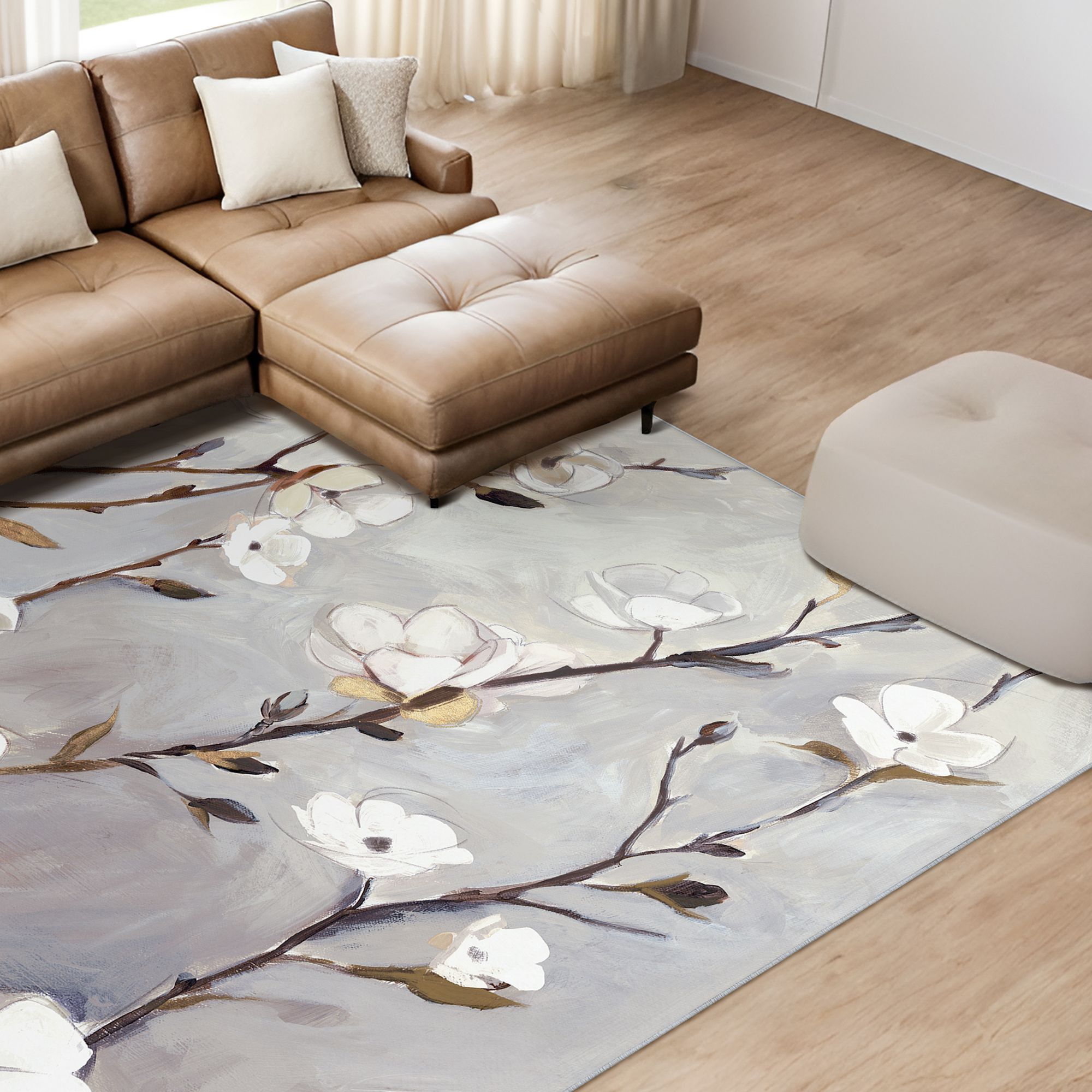 Image 5 Blossoming Up II Washable Flowers Art Area Rug size 8'x10' more views