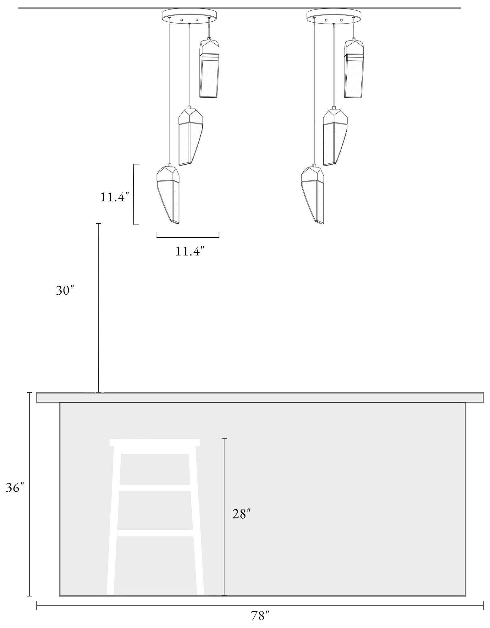 Image 7 Blostro 3-Light LED Glass Island Pendant more views