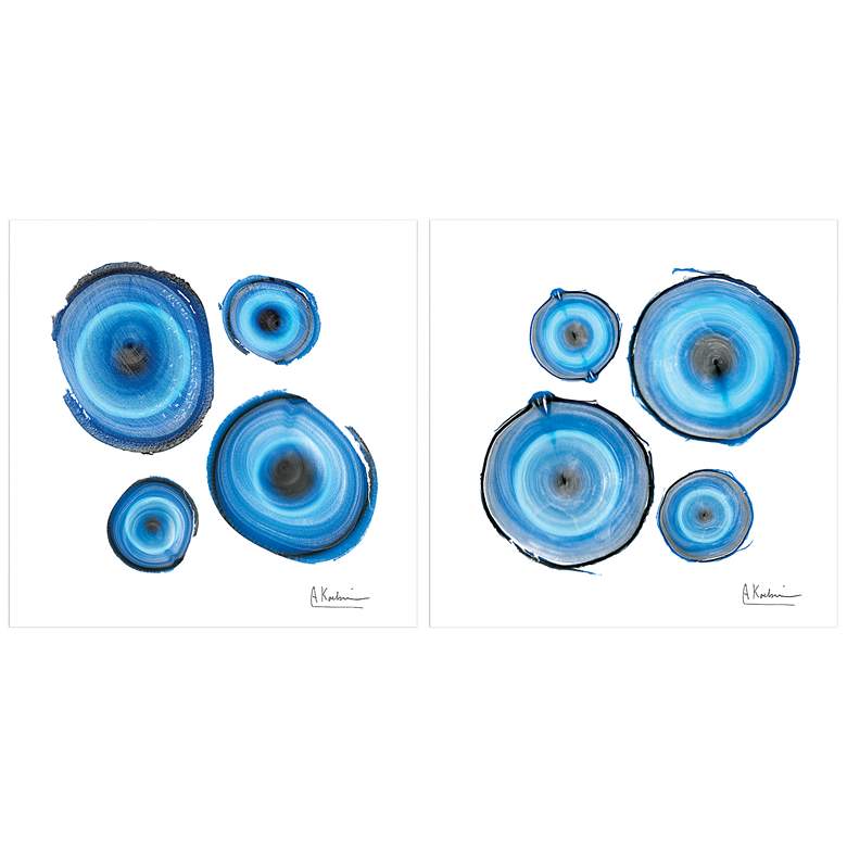 Image 3 Blue Abstract 48" Wide 2-Piece Tempered Glass Wall Art Set