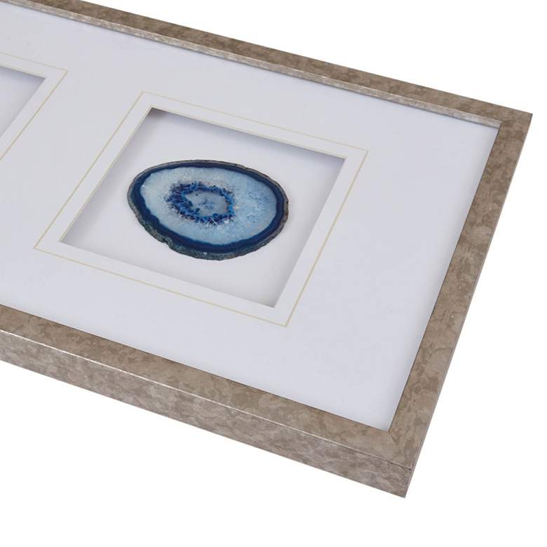Image 3 Blue Agate Trio Stone 34" High Framed Graphic Wall Art more views