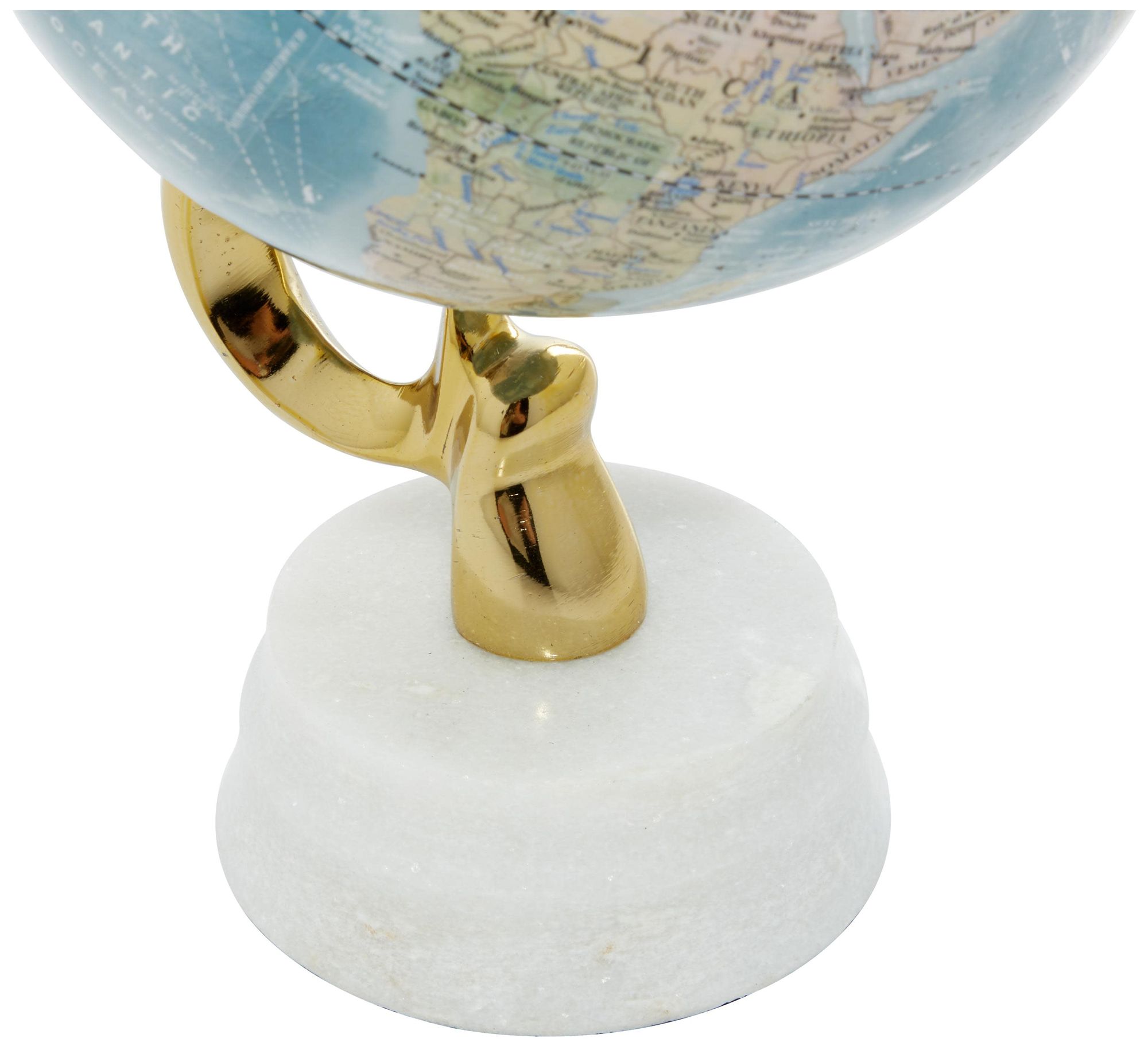 Image 3 Blue Aluminum Metal Coastal Globe, 6" x 6" x 11" more views