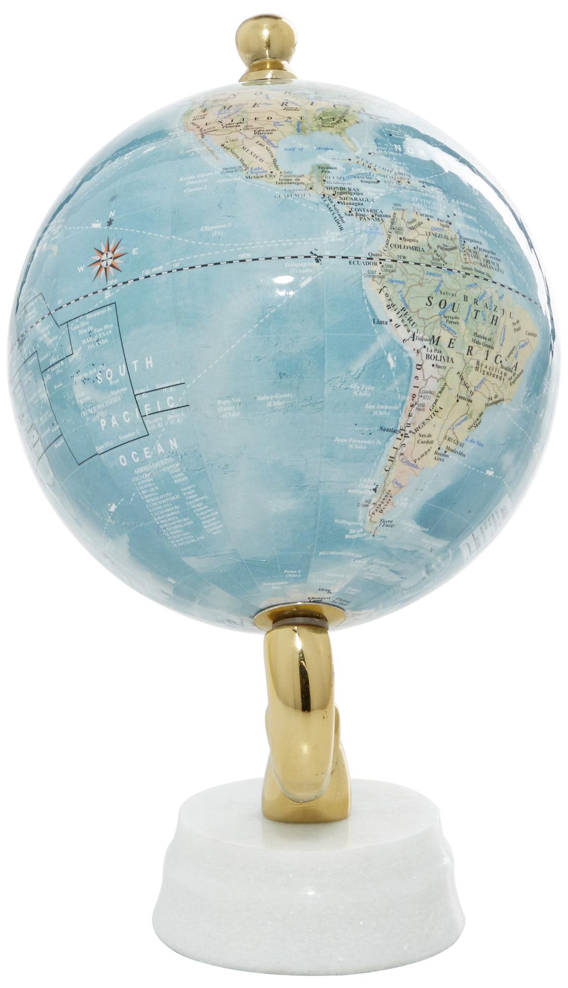 Image 5 Blue Aluminum Metal Coastal Globe, 6" x 6" x 11" more views