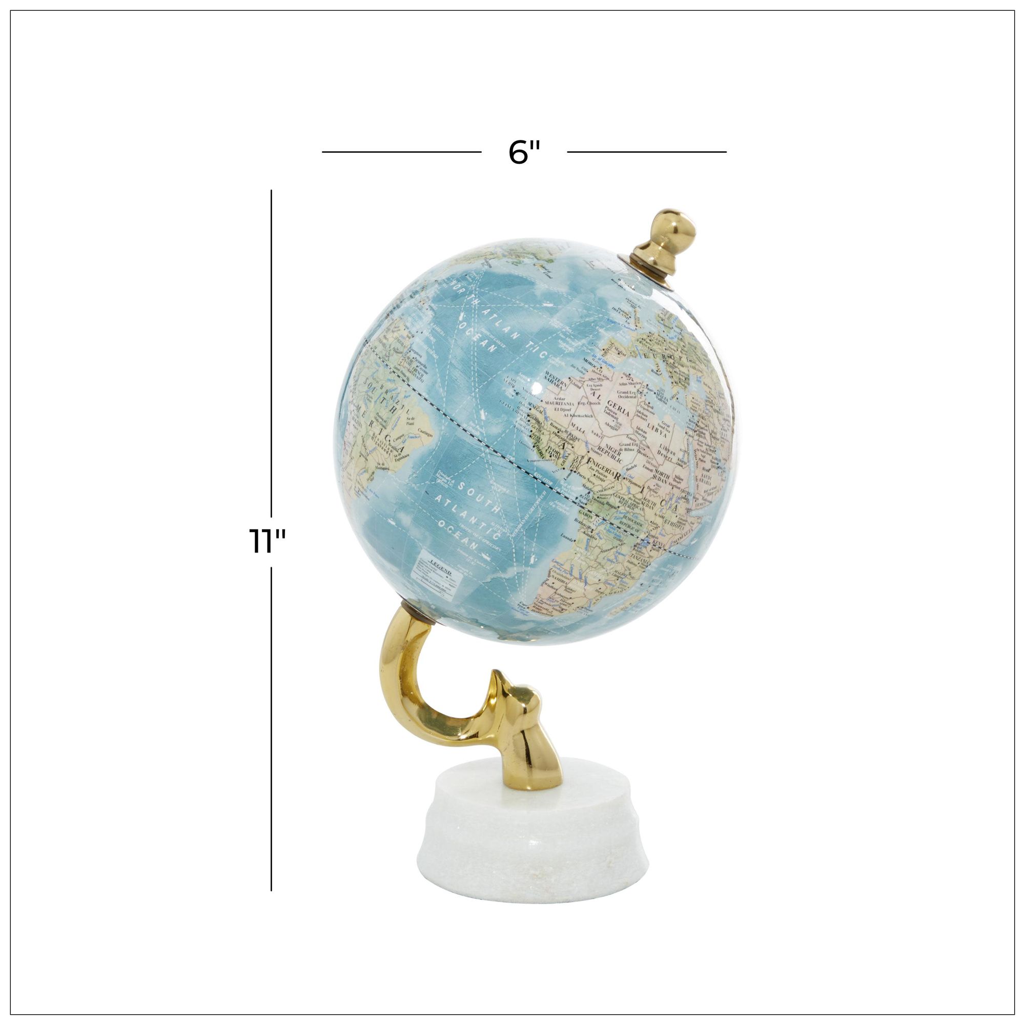 Image 7 Blue Aluminum Metal Coastal Globe, 6" x 6" x 11" more views