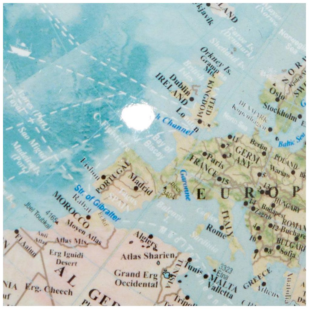 Blue Aluminum Metal Coastal Globe, 6" x 6" x 11"