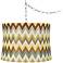 Blue and Brown Chevron 16"W Steel Plug-In Swag Chandelier