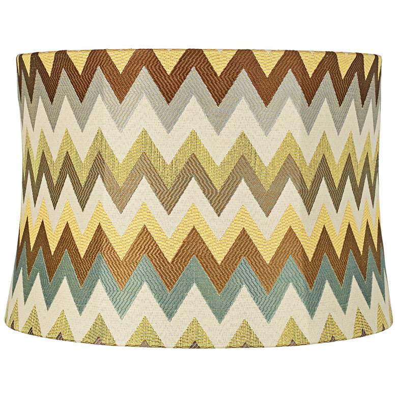 Image 1 Blue and Brown Chevron Drum Lamp Shade 15x16x11 (Spider)
