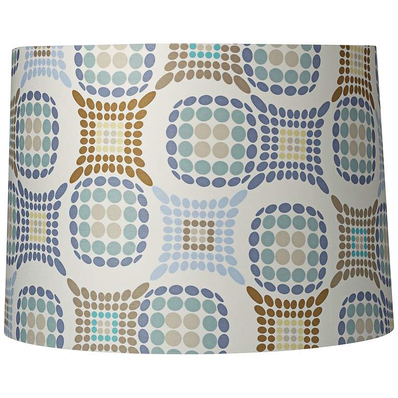 Image 1 Blue and Brown Dot Pattern Drum Shade 13x14x10 (Spider)