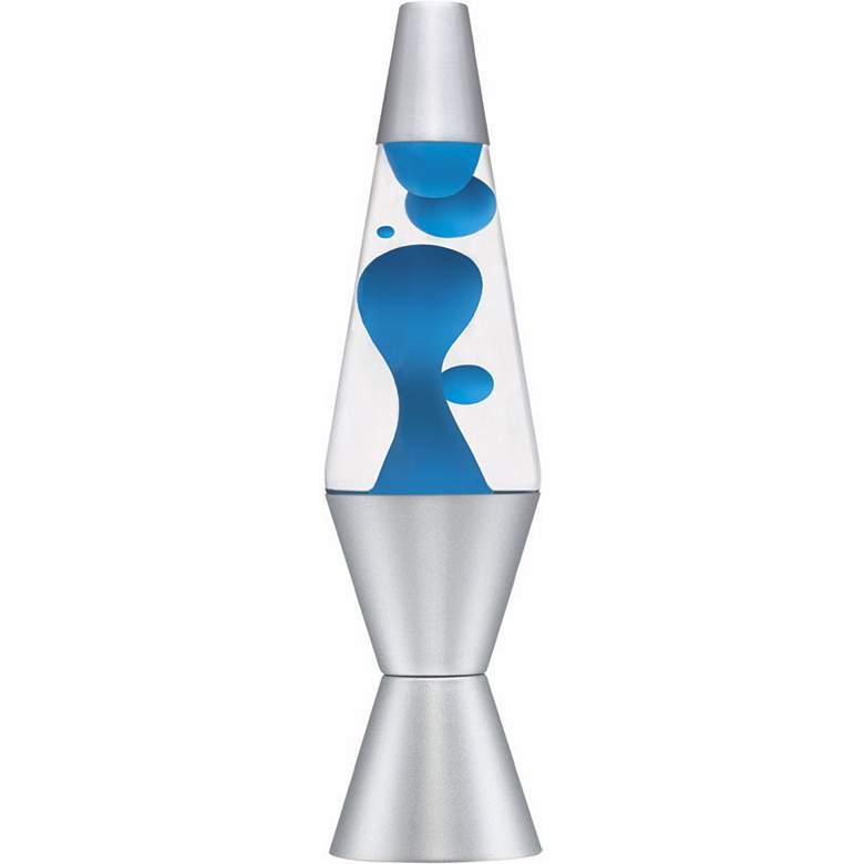Image 1 Blue and Clear Silver Base Lava Lamp