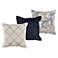 Blue and Gold 22" Square Decorative Pillows Set of 3