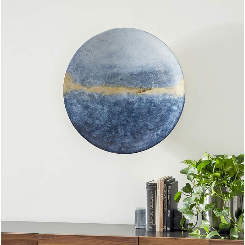 Image 1 Blue and Gold Metal 30 3/4 inch Round Wall Art