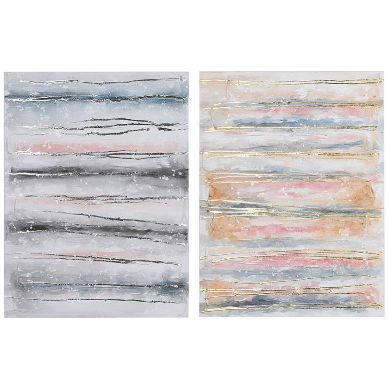 Image 2 Blue and Golden Roads 40" High 2-Piece Canvas Wall Art Set