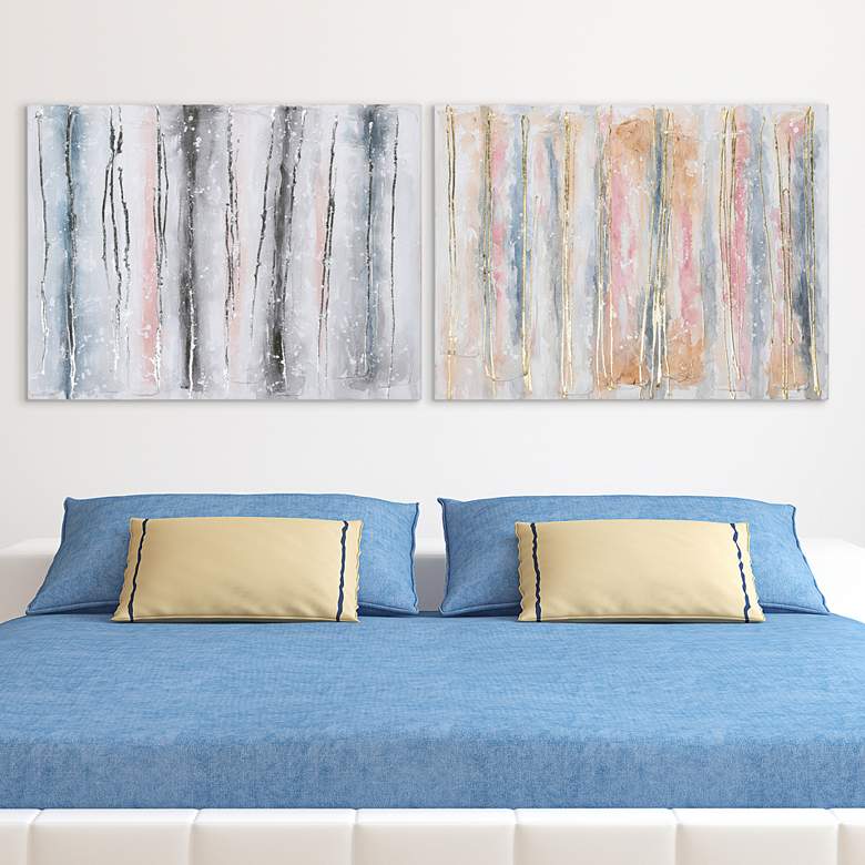 Image 1 Blue and Golden Roads 40 inch High 2-Piece Canvas Wall Art Set