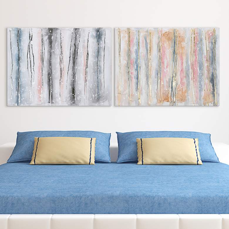 Image 1 Blue and Golden Roads 40" High 2-Piece Canvas Wall Art Set