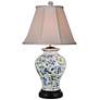 2_Blue and Green Floral 24" High Porcelain Vase Table Lamp