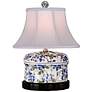 Blue And Green Floral Oval Porcelain Jar Accent Table Lamp