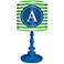 Blue And Green "A" Striped Monogram Kids Table Lamp