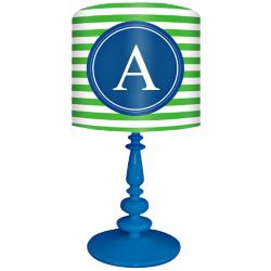 Blue And Green &quot;A&quot; Striped Monogram Kids Table Lamp
