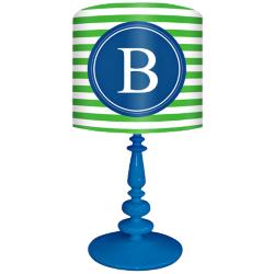 Blue And Green &quot;B&quot; Striped Monogram Kids Table Lamp