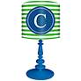 Blue And Green "C" Striped Monogram Kids Table Lamp