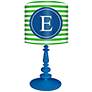 Blue And Green "E" Striped Monogram Kids Table Lamp