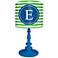 Blue And Green "E" Striped Monogram Kids Table Lamp