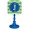 Blue And Green "J" Striped Monogram Kids Table Lamp
