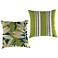 Blue and Green Reversible 18" Square Outdoor Toss Pillow