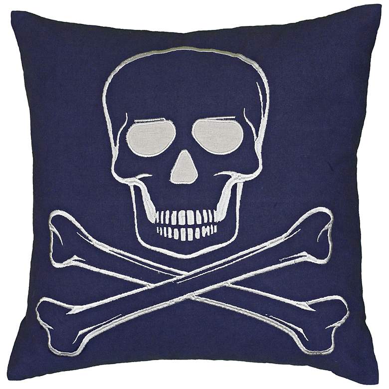 Image 1 Blue and Ivory Crossbones 18 inch Square Throw Pillow