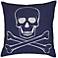 Blue and Ivory Crossbones 18" Square Throw Pillow