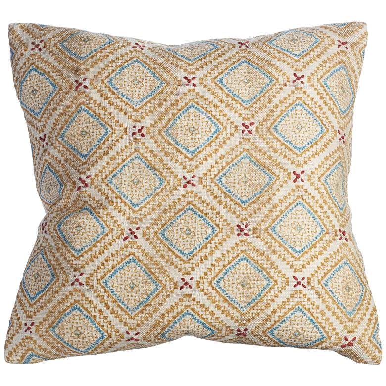 Image 1 Blue and Orange Diamond 22" Square Throw Pillow