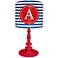 Blue And Red "A" Striped Monogram Kids Table Lamp
