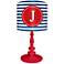 Blue And Red "J" Striped Monogram Kids Table Lamp