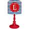 Blue And Red "L" Striped Monogram Kids Table Lamp