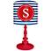 Blue And Red "S" Striped Monogram Kids Table Lamp