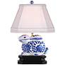 Blue And White 16"H Porcelain Bunny Accent Table Lamp